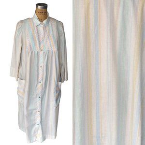 Vintage 60s XL Models Coat Pastel Striped Dress